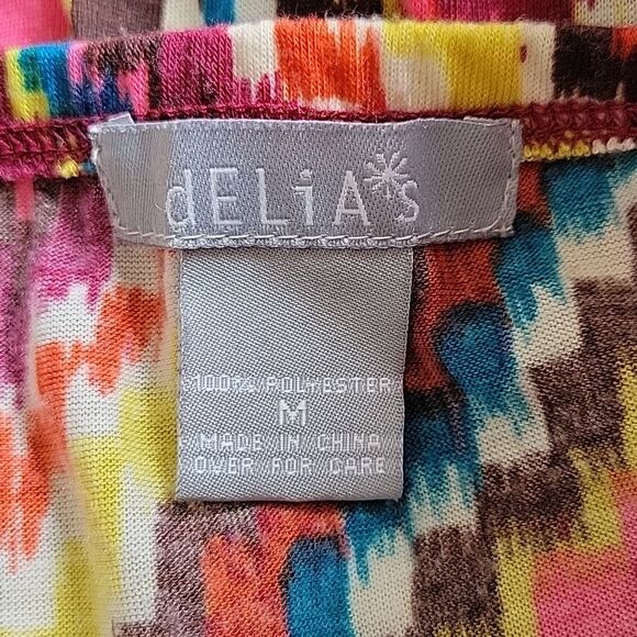 DELIA'S Sleeveless Summer A-line Mini Tube Dress size M Colorful Built-in Bra - Picture 10 of 12